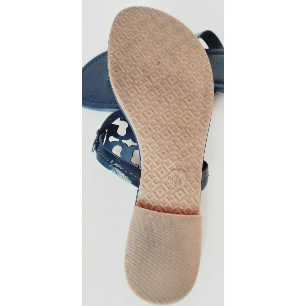 TORY BURCH Rainbow Leather BIG Medalion Slides/Thongs/Flat Sandals Sz 8.5M